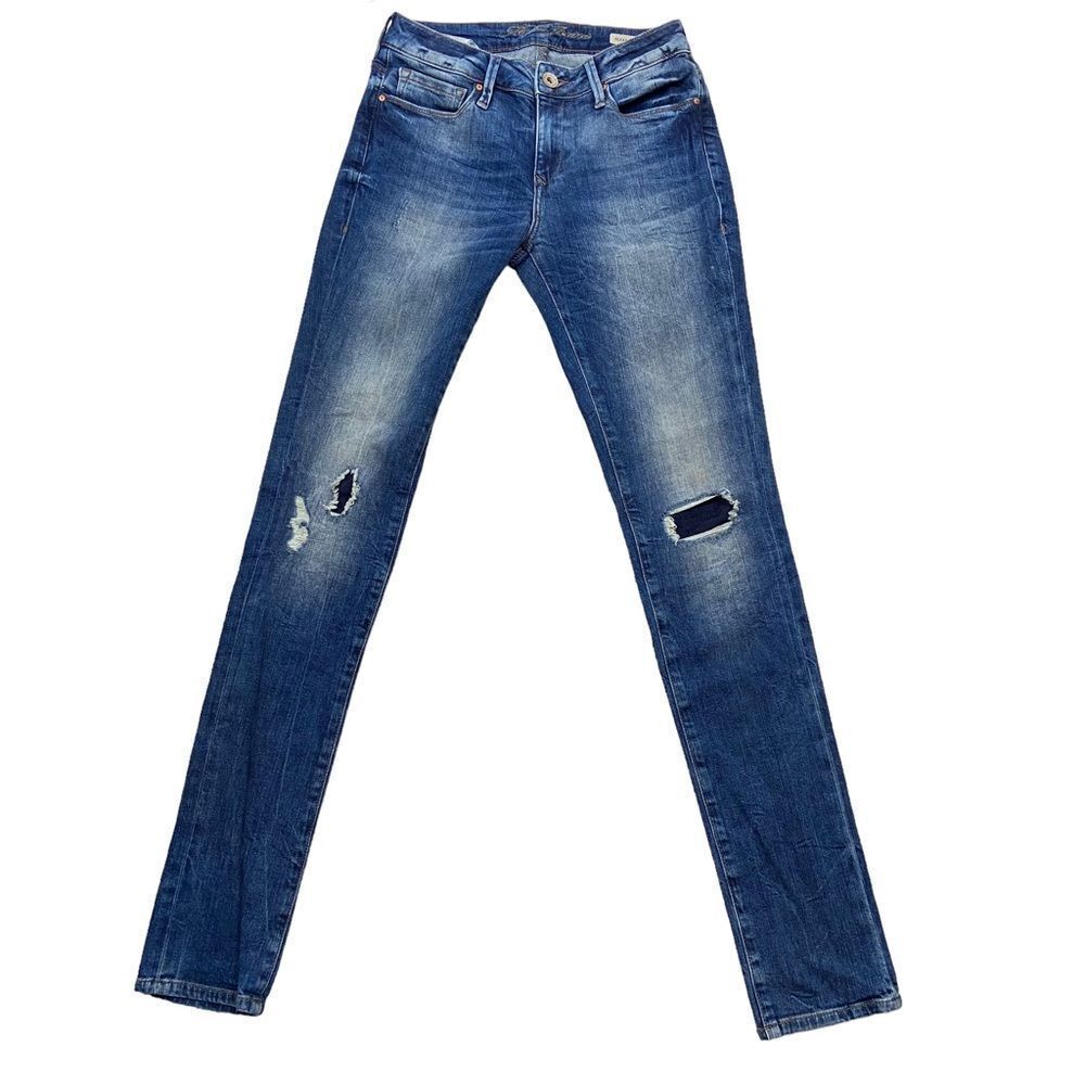 Ladies Mavi Alexa Mid-Rise Skinny Jeans Slightly Distressed Size 27‎